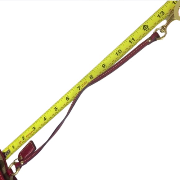 Vintage COACH Hampton Red Leather & Canvas Signature C Wristlet Clutch w Hangtag - Picture 6 of 17